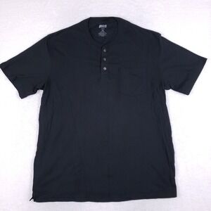 Duluth Trading Co Henley Shirt Mens 2XL Relaxed Fit Longtail Black Workwear